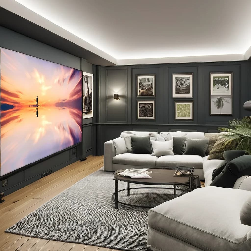 Schermi di proiezione con luce ambientale 4K da 100/120/130 pollici 16:9 UST ALR CBSP PET Schermo per proiettore con cornice fissa in cristallo