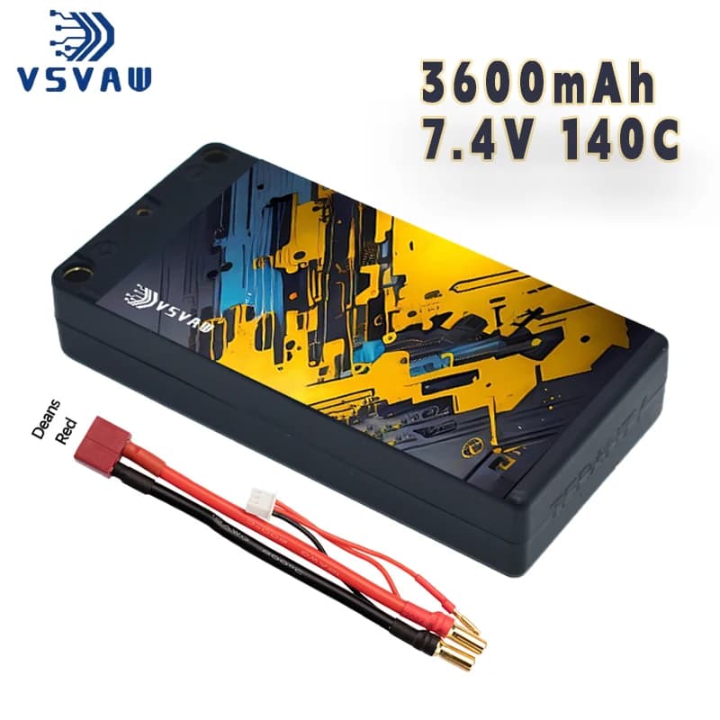 Aggiorna la batteria Lipo VSVAW 7.4V 2S 3600mAh 140C/280C compatibile con la batteria del serbatoio modello RC da corsa con telecomando 1/10