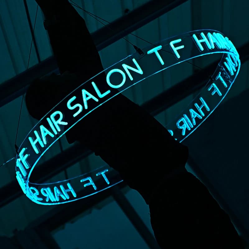 Decorazione per Soffitto di Bar, Luci al Neon Circolari, Insegne Luminose a LED, Lampade a Sospensione, Personalizzabili