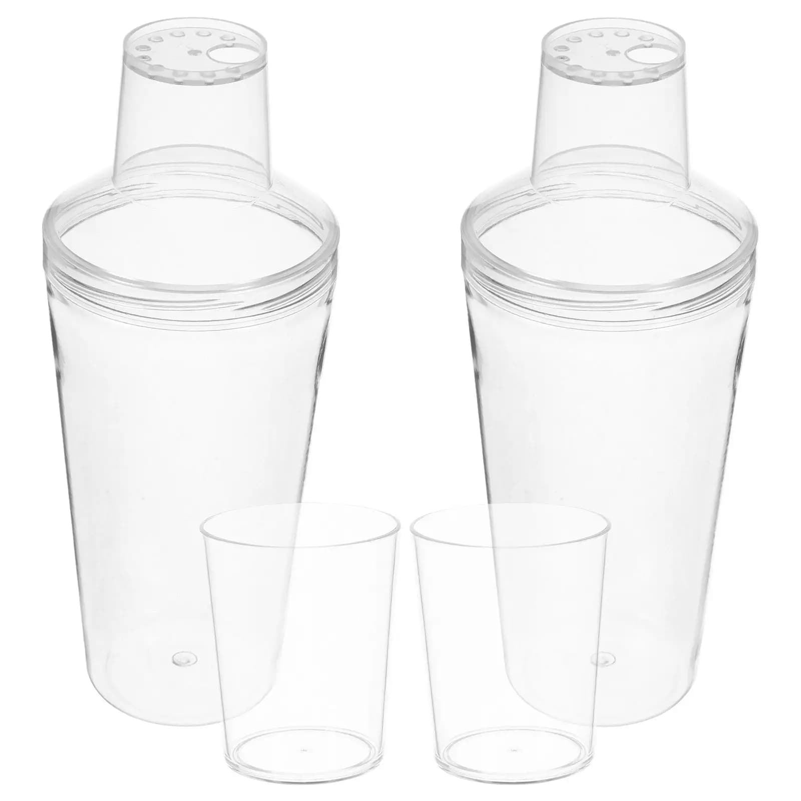 2Pcs Clear Cocktail Shaker Ergonomic Design Hand Shaker Reusable for Home Bar Milk Tea Drink Mixing Cup