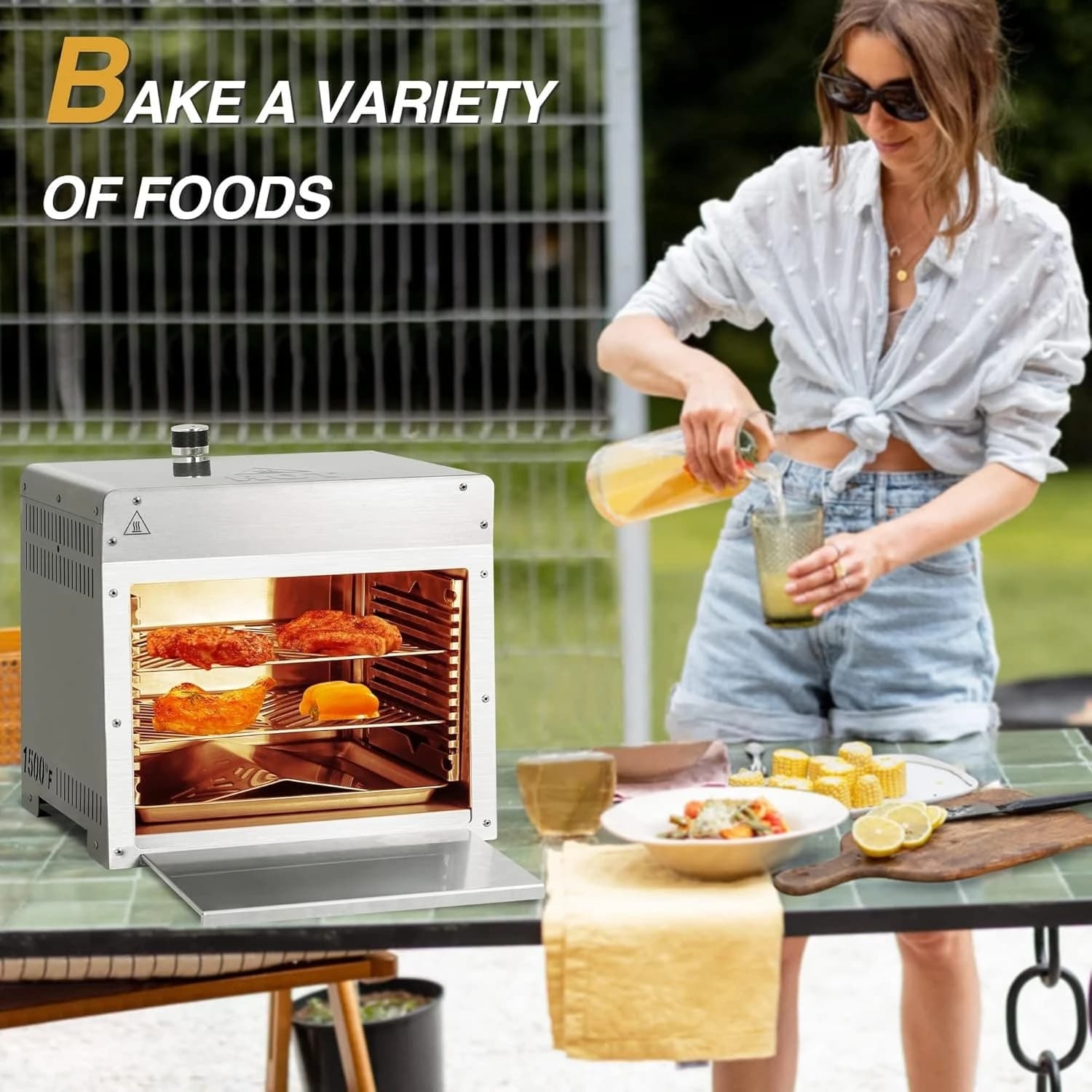 Griglia a Gas Propano Portatile a Infrarossi per Esterni 1500 ° Stazione di Cottura BBQ F Steak Broiler con Pietra per Pizza in Acciaio Inossidabile