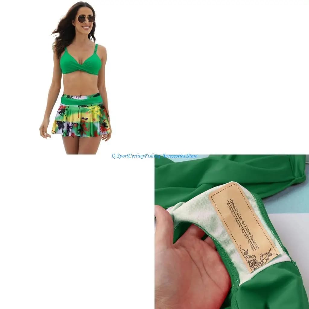Costume da bagno da donna con volant, costume da bagno in 2 pezzi, set a con controllo della pancia