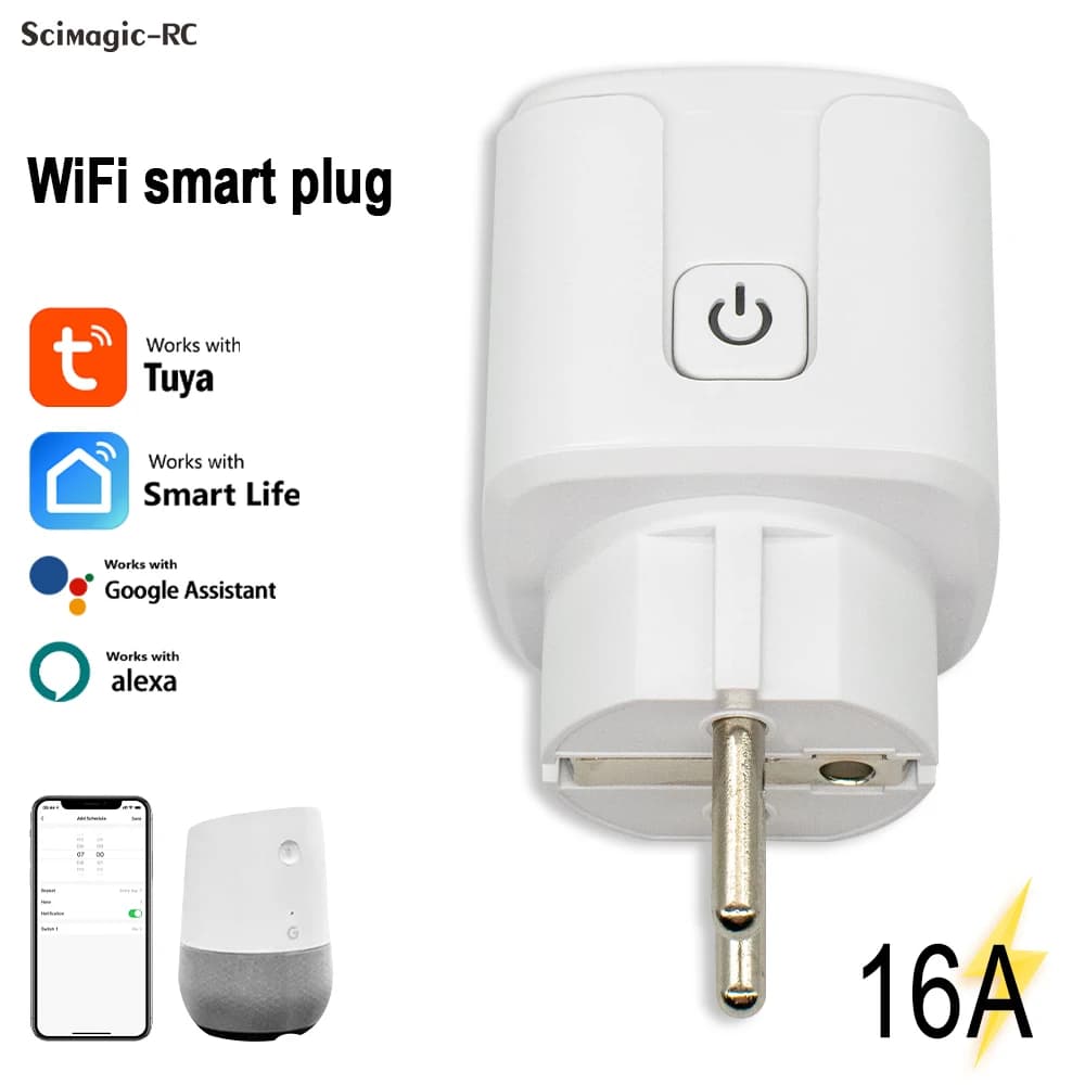 WiFi Tuya Smart Plug 16A with power monitoring timing Smart Life APP control works with the Alexa Google Home Smartlife APP