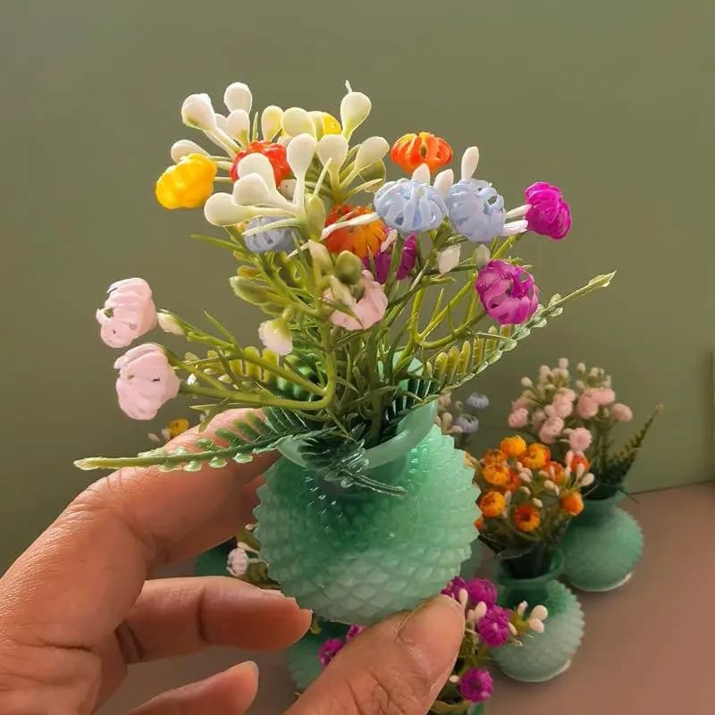 Plant in Miniature Vase 1:12 for Doll House, in Resin with Colored Flowers, Simulated Vase for Foreigns Fai-da- ♪