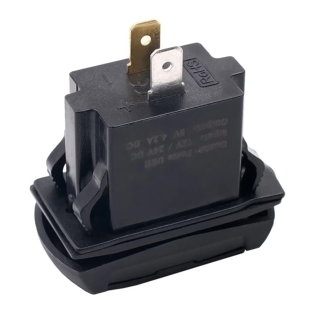 12-24V Dual USB Power Socket with Voltmeter Waterproof Dustproof for Car Motorcycle Atv Rv Boat Yacht GPS Phone Tablet