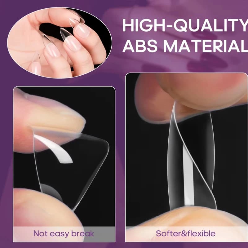 Fine Nails at Mandorla Transparent Opache Soft Nail Extensions 12 Measures for Manicure Make from You at Home or at Salone