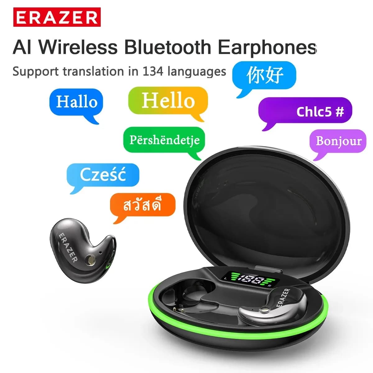 EARZER XF58 Auricolari Bluetooth V6.0 Auricolari traduttore AI TWS Mini Sport Cuffie wireless Comfort In-Ear ultrasottile