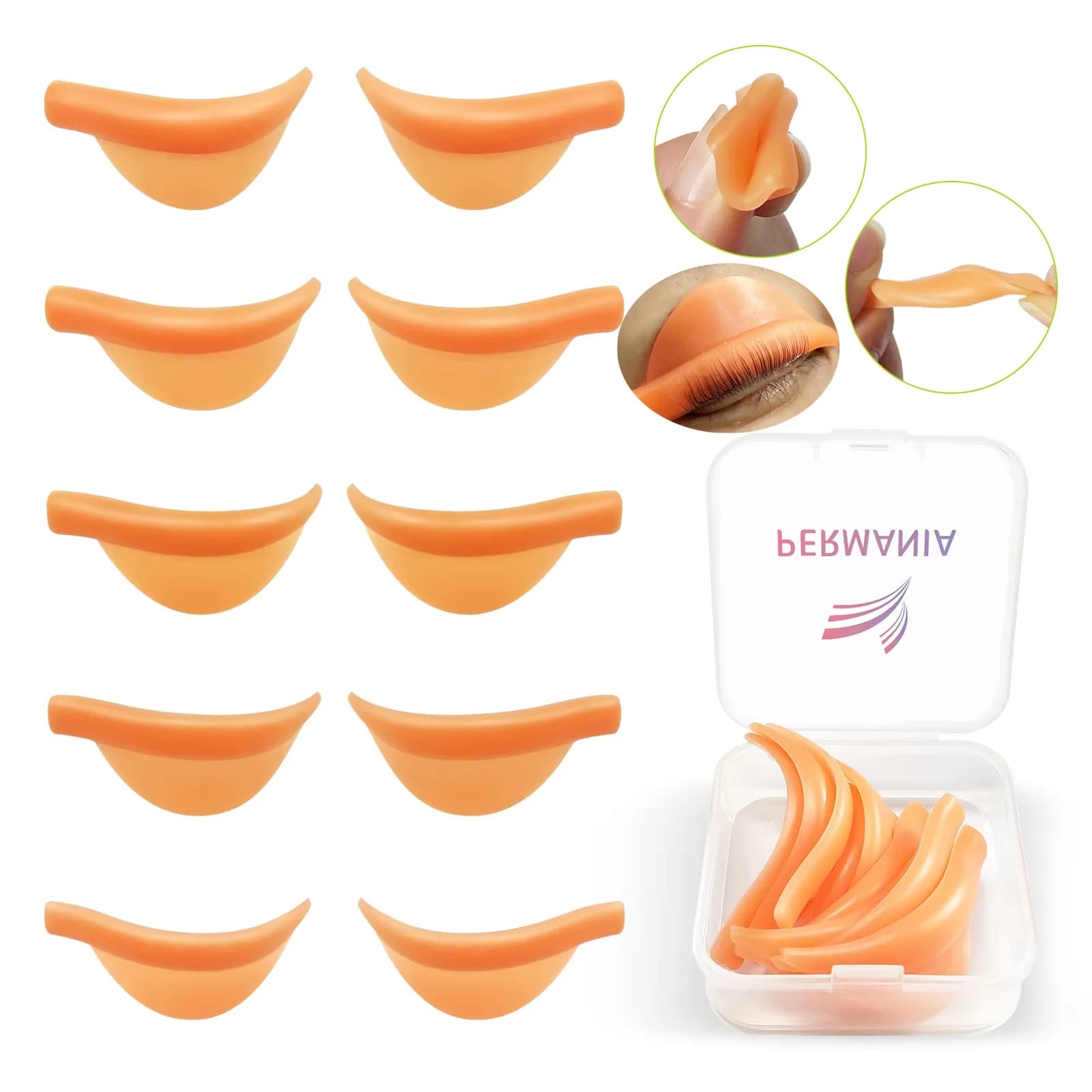 PERMANY 5 Paia U Curl Silicone Eyelash Perm Pad Eyelash sticky Rods Shield 3D Lifting Folder Accessories Makeup Tools