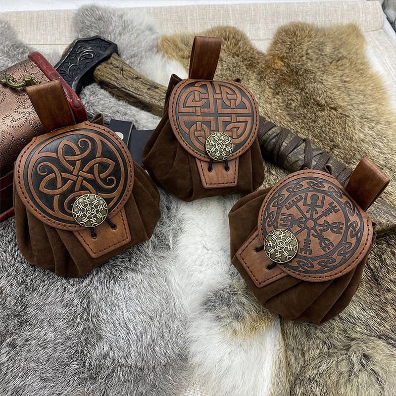 Borsa da cintura medievale rinascimentale Custodia per monete celtica vichinga Borsa con coulisse Steampunk per uomo Donna Puntelli cosplay Larp Halloween