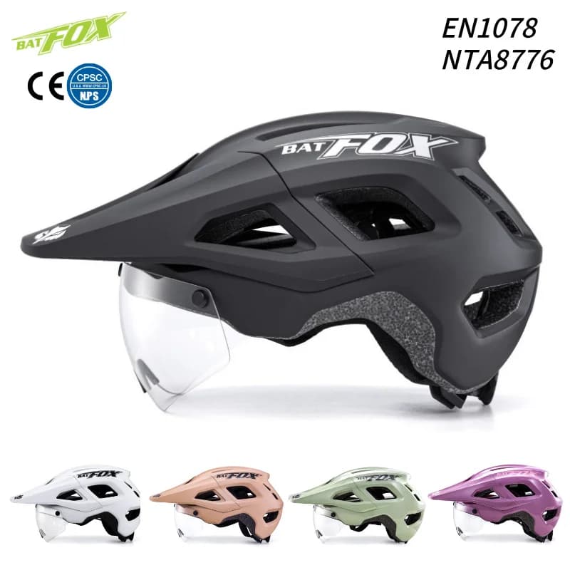 Bike helmet BATFOX with magnetic lens Road MTB bicycle helmet with detachable visor Man Woman Certificate riding bike helmets CE CPSC