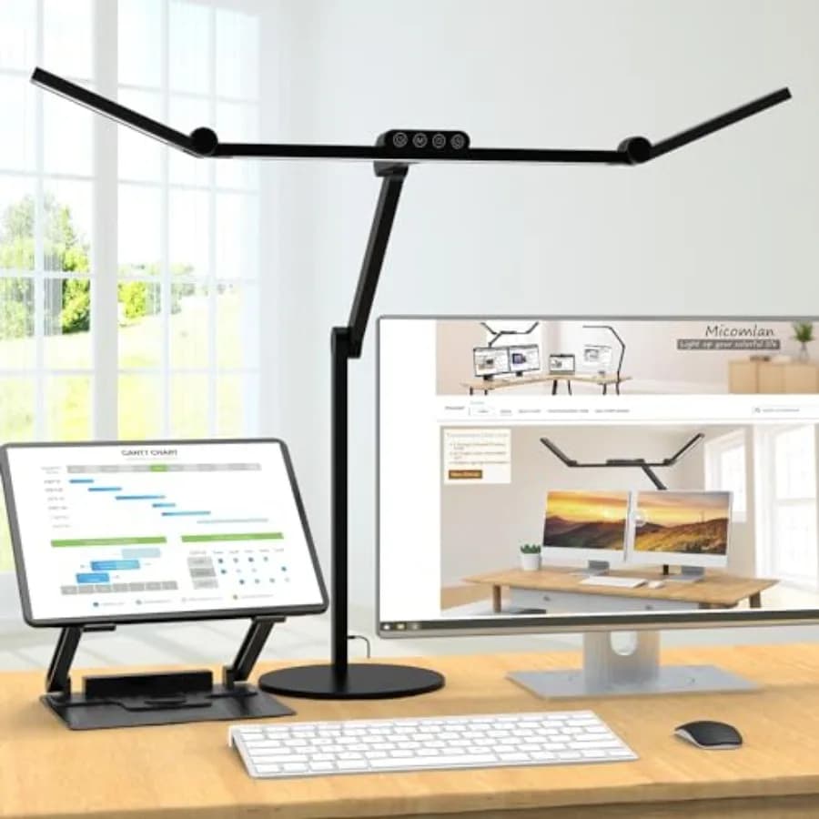 Architect Desk Lamp with Atmosphere Lighting, Adjustable Led Desk Light for Home Office with Base, 24W Bright Auto Dimming Tabl