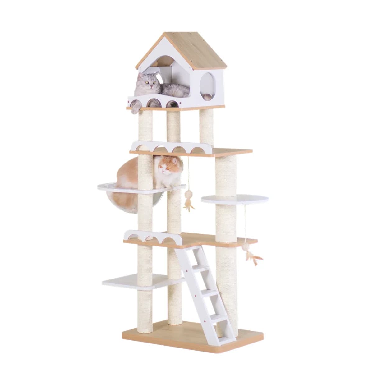 LXSolid Wood Cat Climbing Frame Grande Lusso Gatto Nido Albero Integrato Salto Piattaforma Spaziale Capsula Grande Tiragraffi Palo Pet T