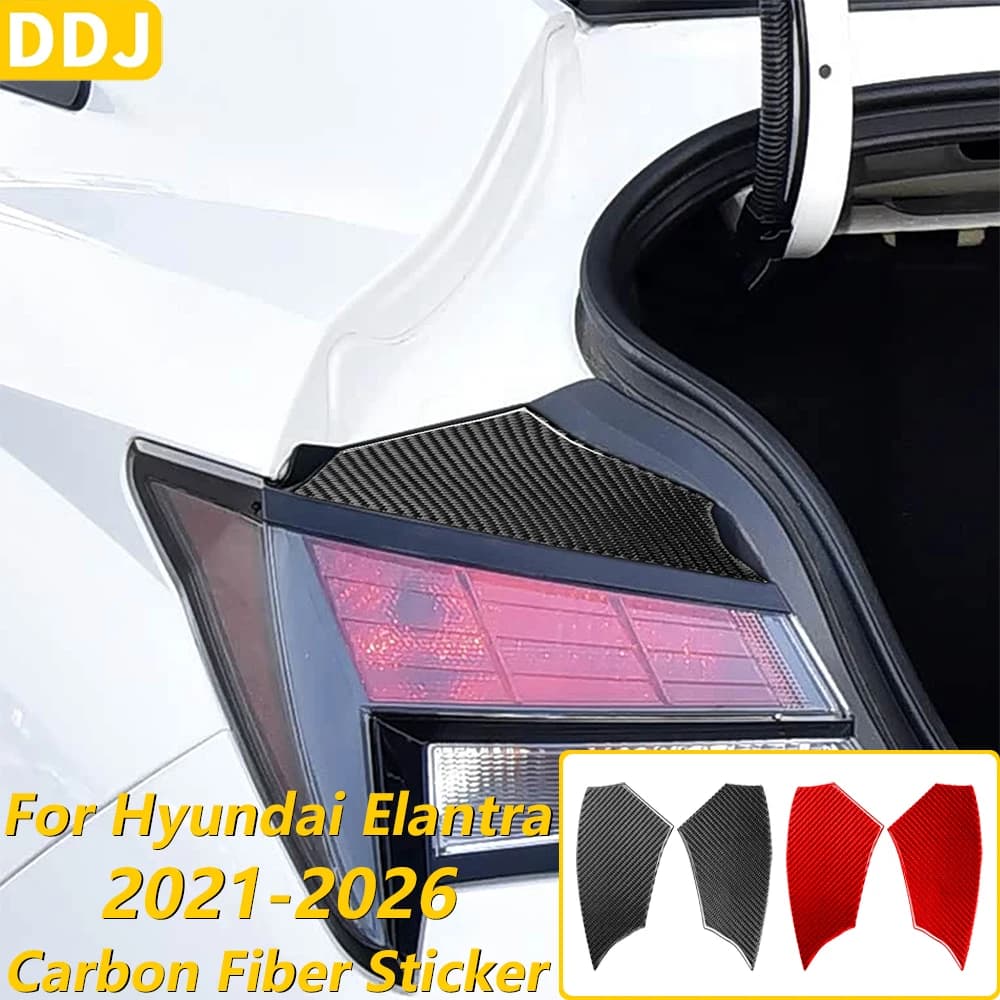 For Hyundai Elantra CN7 2021-2026 Carbon Fiber Both Sides Rear Tailgate Trunk Panel Cover Decorative Set Car Accessories Sticker