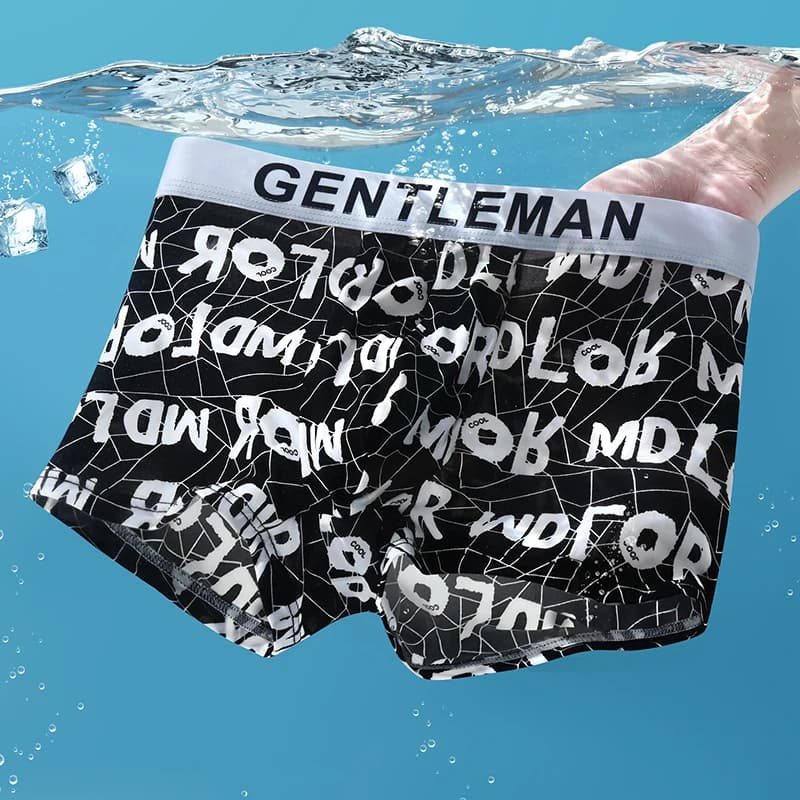 1Pcs Boxer Shorts Men's Underwear Ice Silk Underpants Sexy Panties 3A Antibacterial Breathable Elastic Lingerie Plus Size L-6XL