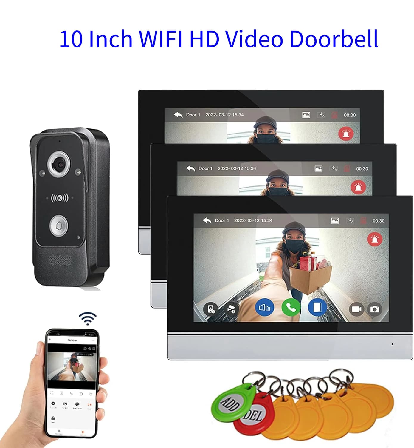 Kit Videocitofono Tuya WiFi con Schermo Touch da 10 Pollici 1080P, Rilevamento Movimento e Allarme Anti-Manomissione