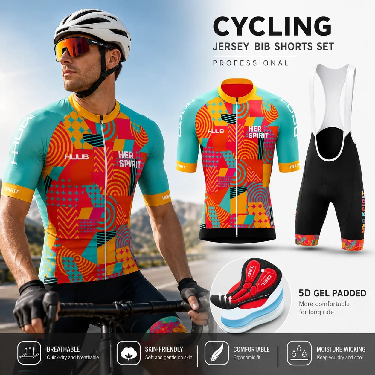 2026 Men Short Sleeve Cycling Jersey Bib Shorts Set Breathable Road Bike Triathlon Summer Cycling Clothing