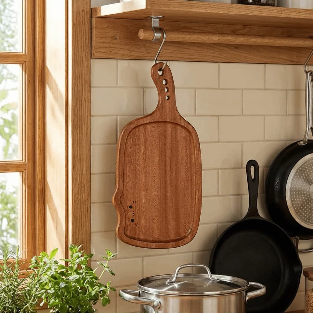 Multifunctional cutting board in Ebony wood, Thickness and Resistant, for Fruit and Vegetables, Natural, Suitable, Gatto Shape, Steak Tray