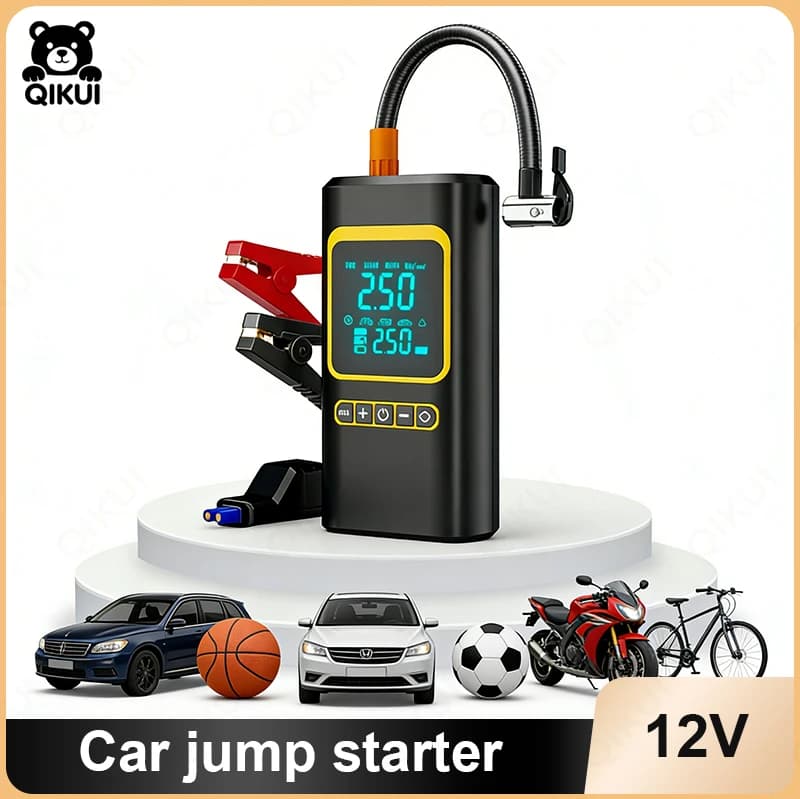 Avviatore d'Emergenza Portatile per Auto con Compressore d'Aria, Power Bank per Avviamento e Gonfiaggio Pneumatici di Tutti i Veicoli