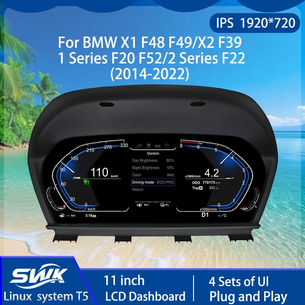 For BMW X1 F48 F49/X2 F39 1Series F20 F52/2Series F22 2014-2022 Smart LCD Car Digital Dashboard 11 '' system linux Plug and Play
