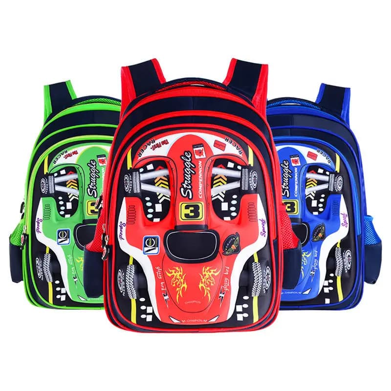 Zaino per bambini per auto 3D personalizzato per ragazzo Divertimento cartone animato Borsa per scuola primaria Zaino per bambini Zaino elegante per ragazzo Resistente impermeabile