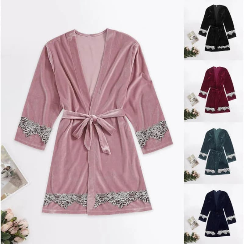 2026 New Style European and American Sexy Multicolor Loungewear - Fashionable & Comfortable Lace-trimmed Pajamas with Robe