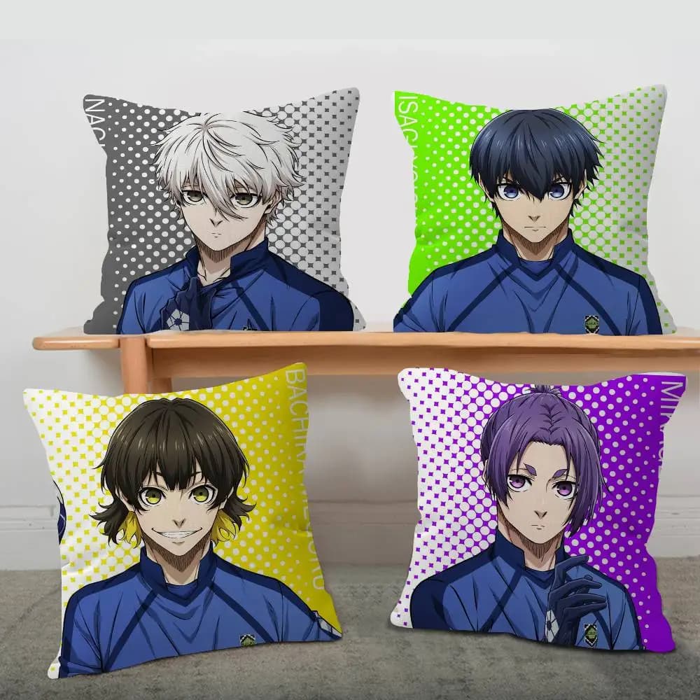 Anime Blue Lock Cushion Cover Inches Farmhouse Decor Home Throw Pillow Covers for Couch Decorations
