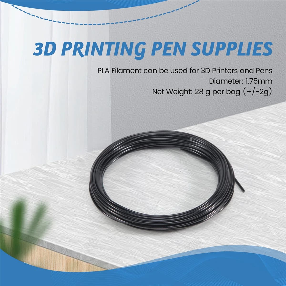 L71A3D Filament for printer pen 1,75 mm PLA 10 m (PLA black)