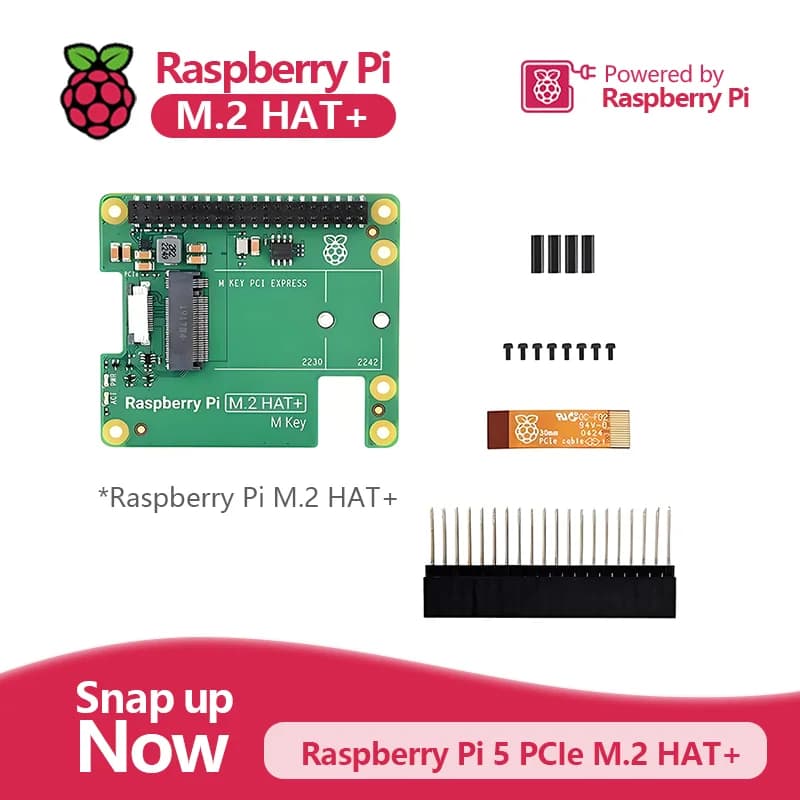 Raspberry Pi 5 PCIe official original to NVMe M.2 Raspberry Pi M.2 HAT+ for Raspberry Pi 5