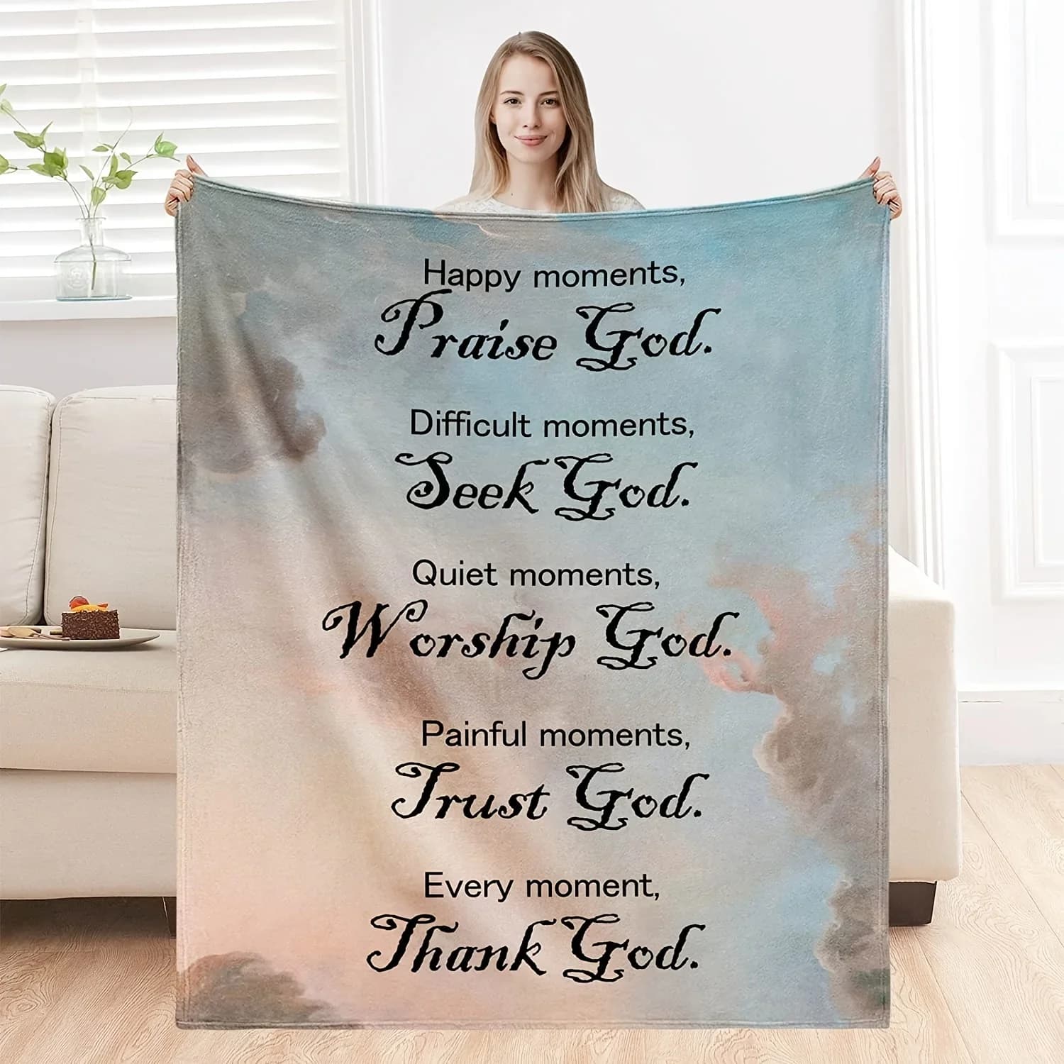 1pc coperta cristiana morbida e accogliente con versetti e preghiere ispiratori della bibbia-regalo perfetto per le donne e i fedeli cattolici