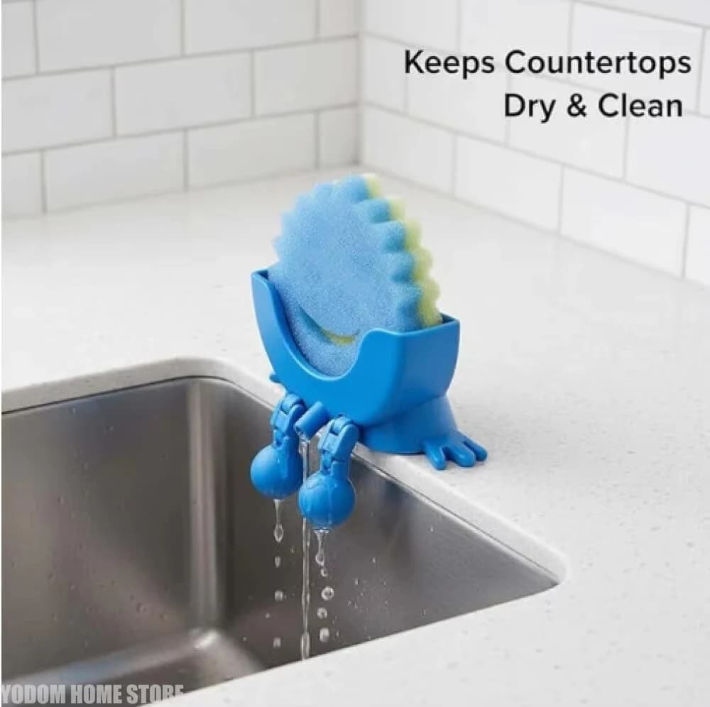 High-Quality Adjustable Sponge & Soap Rack Smiling Face Design with Drainage, Durable Kitchen Storage Organizer