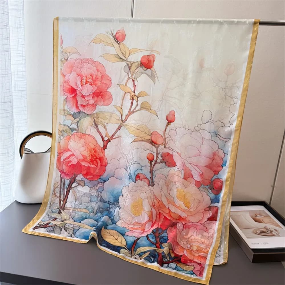 Fashionable Silk Scarf 180*70cm, Soft Solar Protection, Breathable Luxury Scarves, Women's Summer Foulard