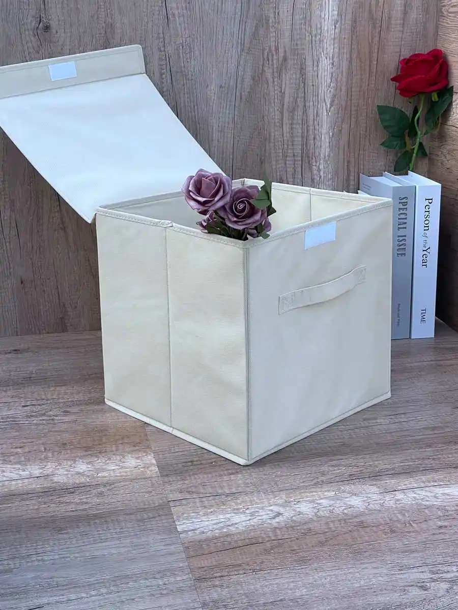Scatola portaoggetti 30x30x30cm con coperchio, per vestiti, giocattoli e oggetti vari, stile giapponese, ideale per dormitorio
