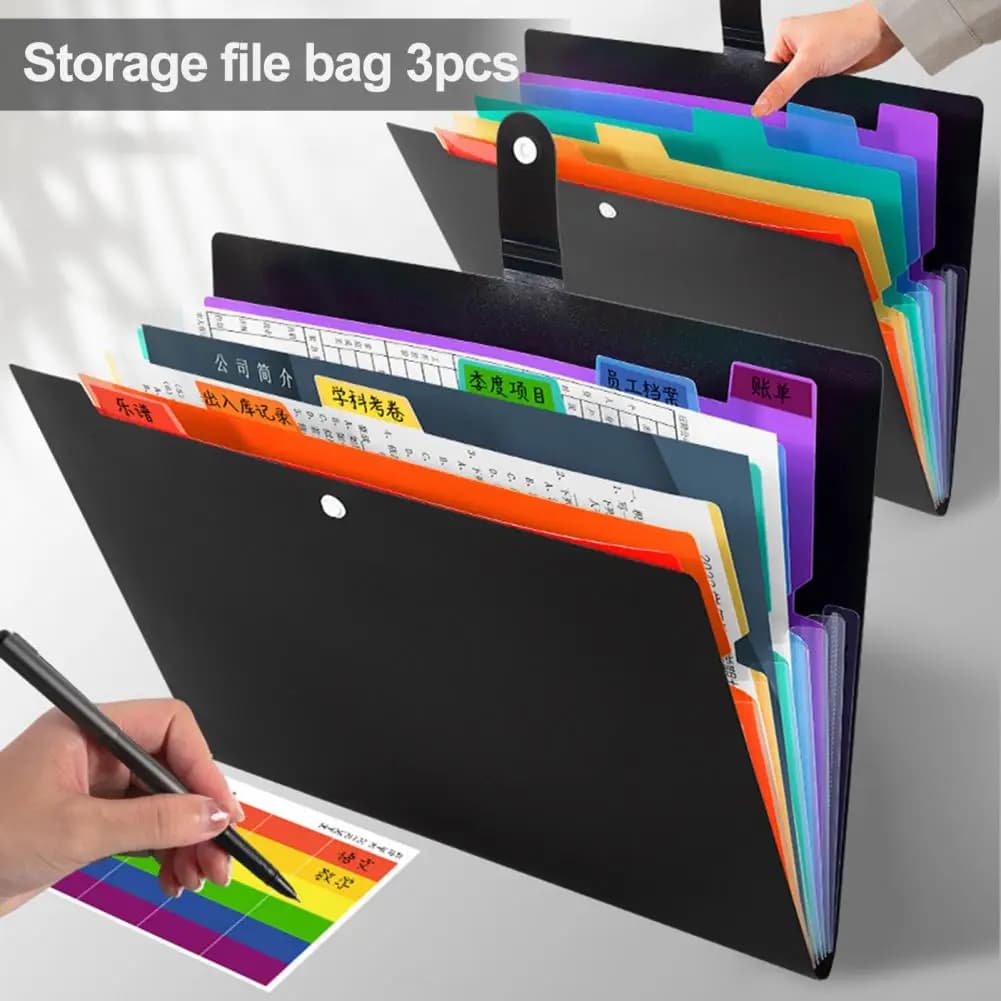Cartelle di file espandibili da 3 pezzi Cartella Accordian Cartelle di file espandibili riutilizzabili in formato A4 Organizzatore di documenti per forniture scolastiche per ufficio