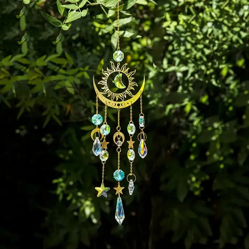 FL Flame Moon Crystal Crafts Wind Chime Pendant Special for Garden Decoration Pendant Sunshine Catcher