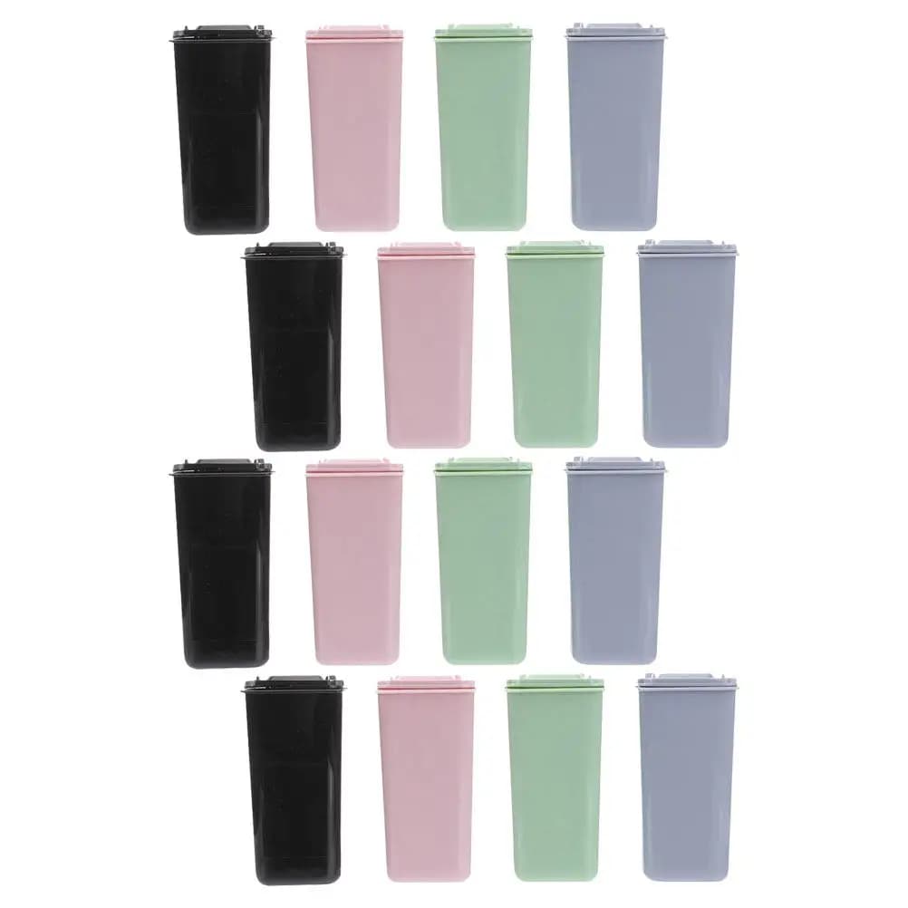 Set di 16 Mini Cestini per Rifiuti da Scrivania in Plastica con Coperchio, Contenitori Compatti per Ufficio, Camera da Letto e Bancone