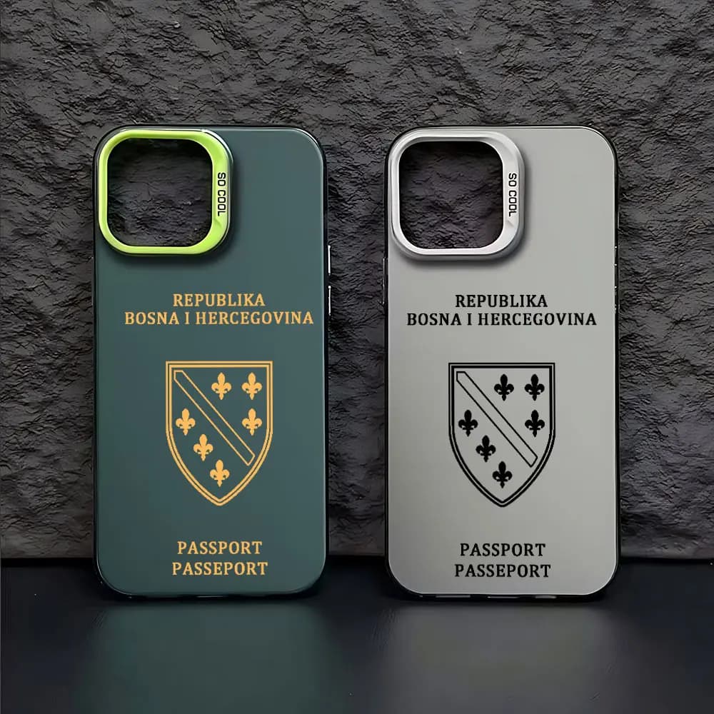 Custodia per passaporto Bosnia ed Erzegovina per iPhone 16 15 14 13 12 11 mini Pro Max X XR XSMAX 8 7 Plus Cover opaca anticaduta