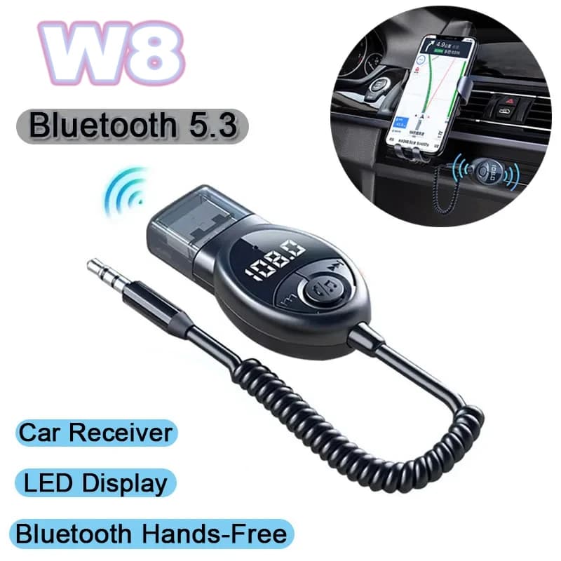 Bluetooth 5.3 Trasmettitore Fm per auto senza fili Adattatore ausiliario Usb Jack da 3,5 mm Audio Musica Microfono Adattatore vivavoce Altoparlante per auto