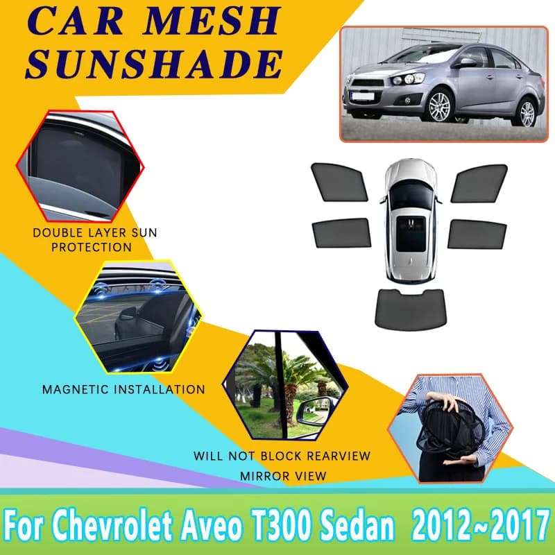 Parasole a rete per auto Chevrolet Aveo T300 Sonic Holden Barina Sedan 2012-2017, copertura parabrezza, tende oscuranti, accessori