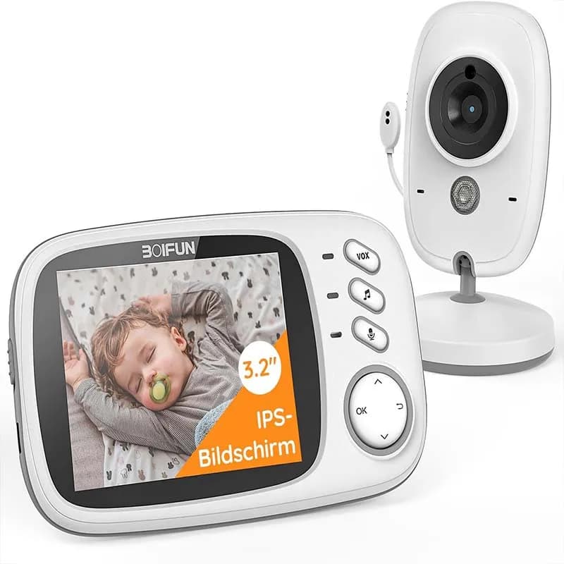 Boifun Baby monitor wireless con schermo LCD digitale da 3,2 pollici con fotocamera, sorveglianza con VOX, visione notturna, monitor della temperatura