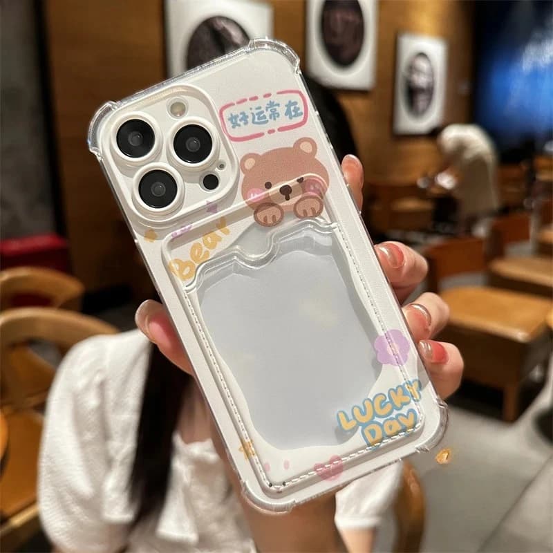 Per Xiaomi Poco X7 Pro X6 X5 X4 X3 NFC M6 M5S M4 M2 F6 Pro C61 C55 C51 C50 Cassa del telefono Orso carino Porta carte di credito Copertina morbida