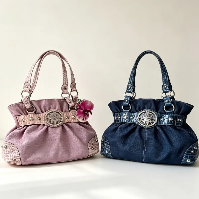 Women's Y2k Vintage Handbag, Rivet Hot Girl Underarm Bag Leopard Belt Buckle Shoulder Bag Casual Large Capacity Commuter Bag