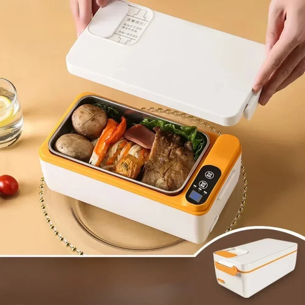 Scatola per il pranzo termica elettrica calda da 1000 ml - Bento riscaldante portatile senza acqua, scaldavivande in acciaio inossidabile
