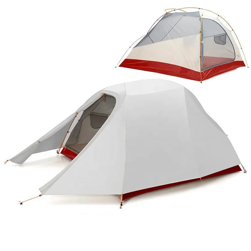 Tenda da campeggio esterna impermeabile ultraleggera a doppio strato per 2 persone Tenda da campeggio con palo in alluminio antipioggia per quattro stagioni