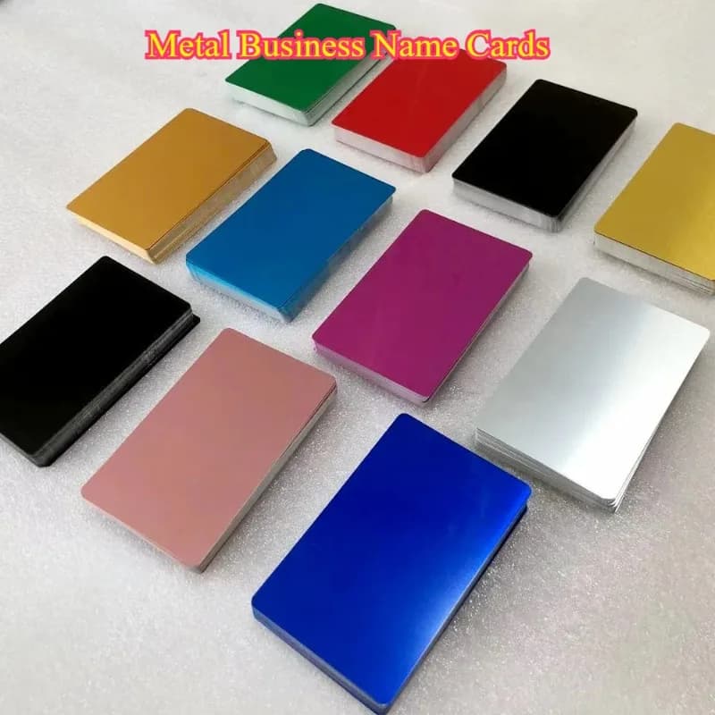 Color Metal Business Name Cards Engraving DIY Card Office Supplies Aluminum Blank Laser CNC Engraved DIY Card Thick 0.2/0.4mm