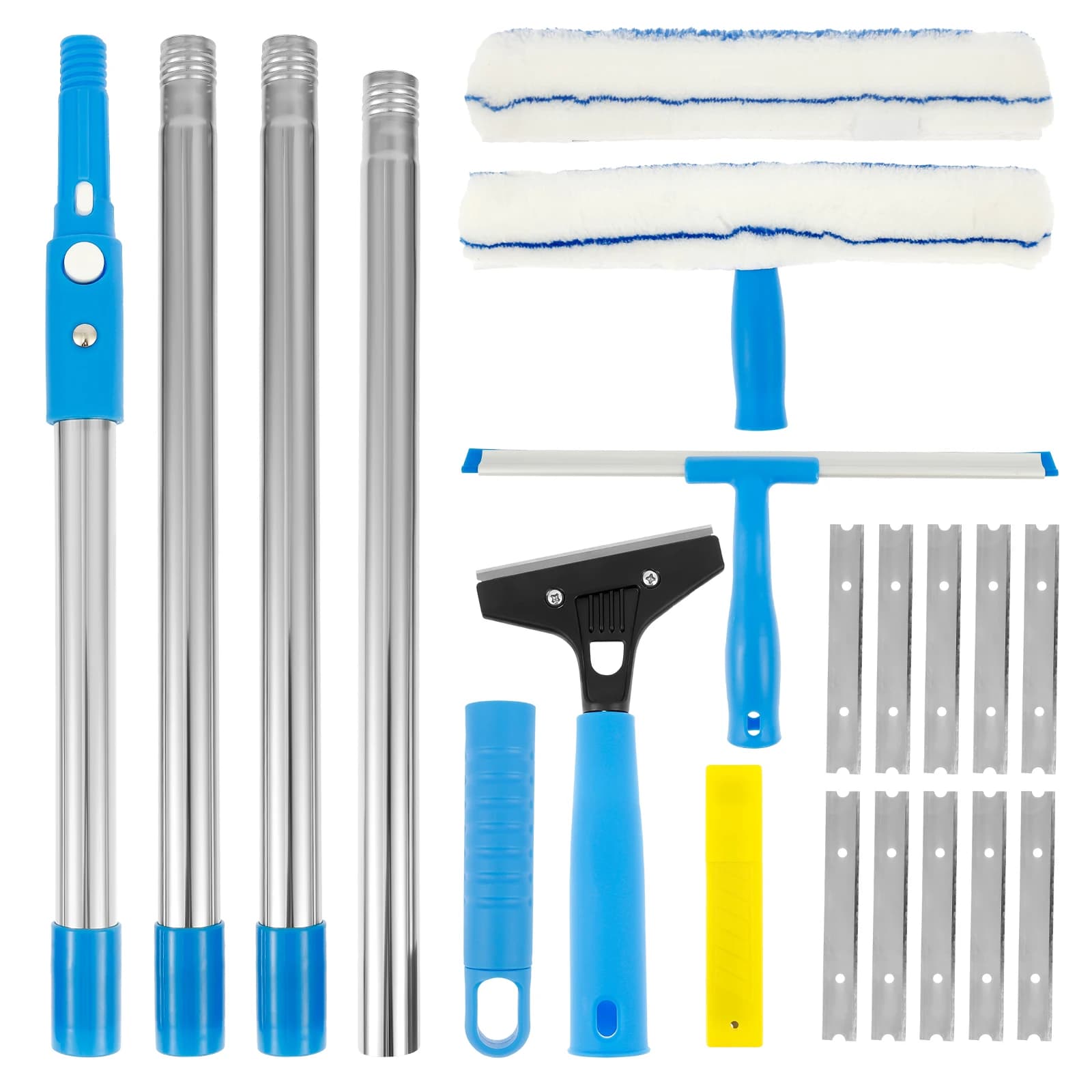 Kit per la pulizia delle finestre estesa, tergipavimento per pavimenti, detergente per spolverino, mop, tergicristallo per la casa, strumenti per spazzole per la pulizia del lavaggio