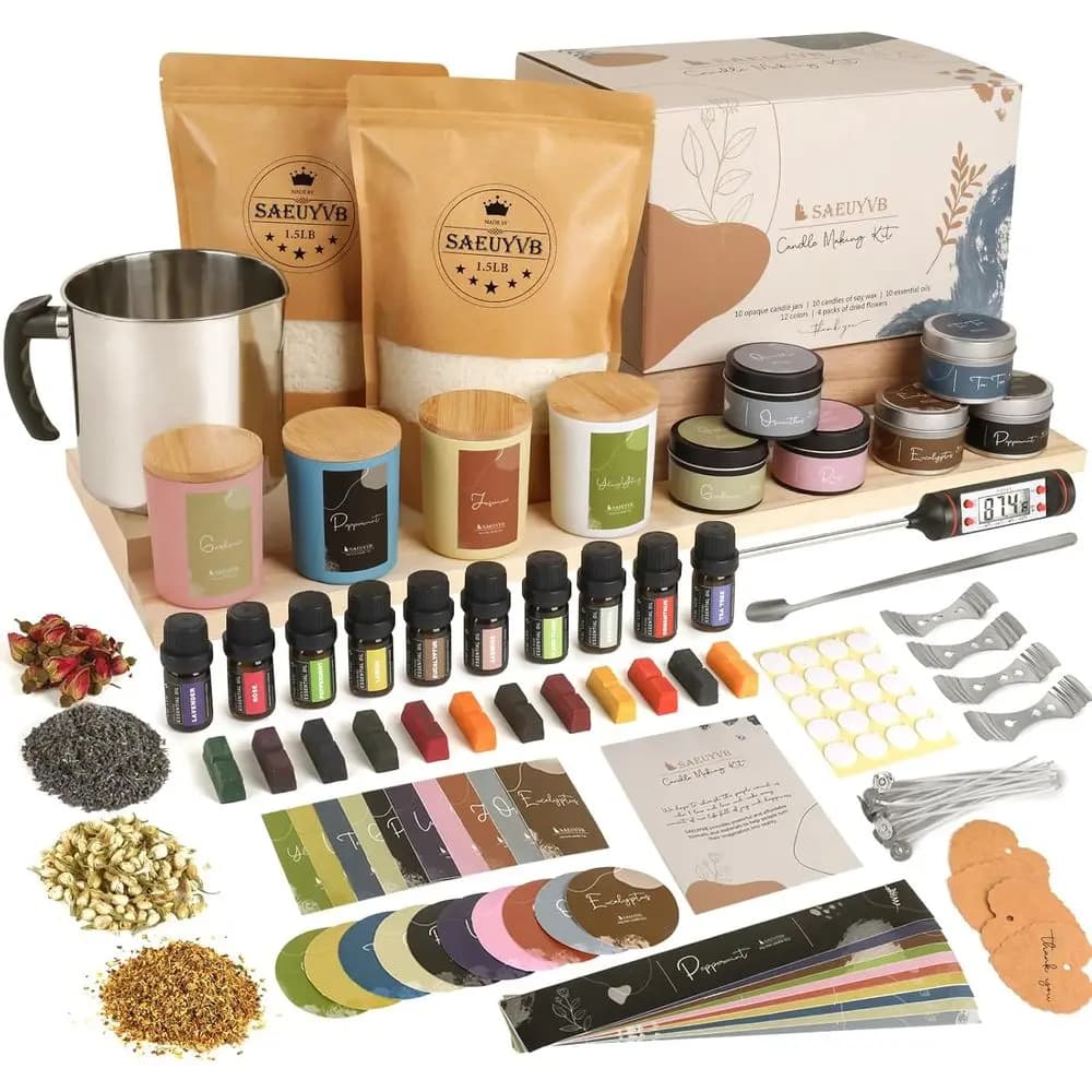 DIY Soy Candle Making Kit - Supplies for 10 Scented Candles in Jars & Tins