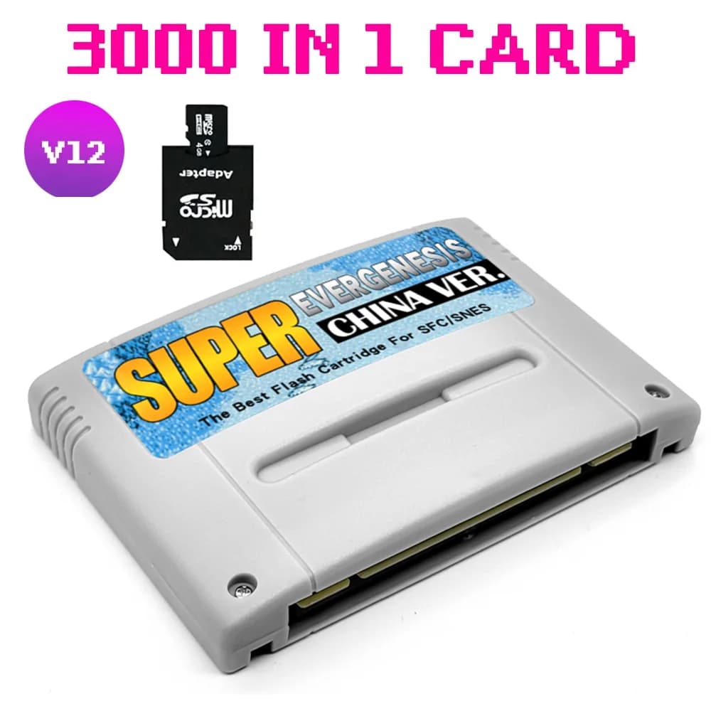 Scheda di gioco Super SNES SFC 3000 in 1 V1 per accessori per console per videogiochi Super Famicom 16 bit JPN/EU/USD con scheda TF 4G