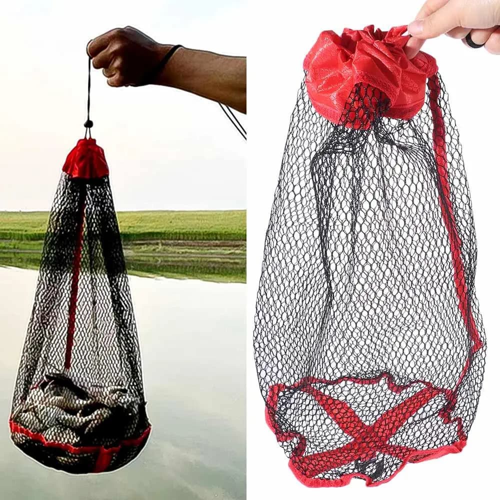 Drawstring Fishing Mesh Bag Fish Protection Fishing Basket Live Fish Net Pocket Thickening Bundle Mouth Fishing Net Cage