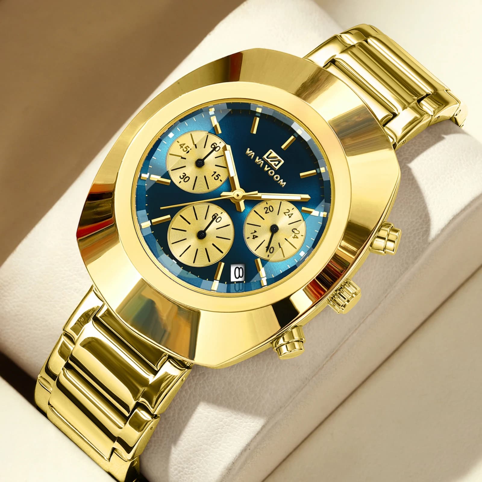 VA VA VOOM Men's Watch Brand Sporty Style For Leisure Stainless Steel Strap Fashionable Oval dial according to multifunctional racing watch