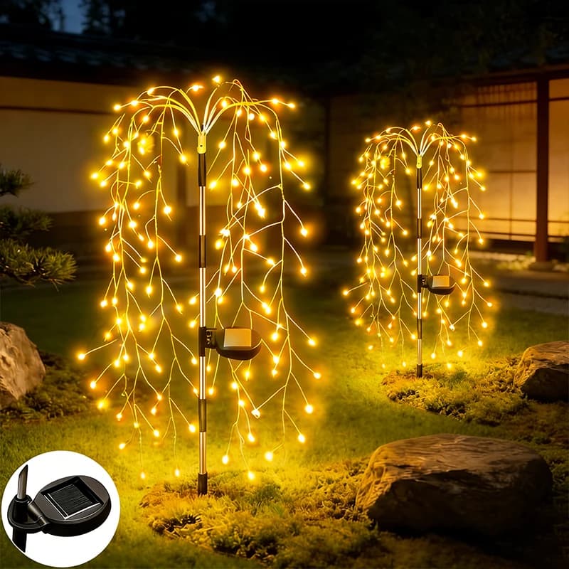Luci Solari a LED a Filo Effetto Fuochi d'Artificio, Impermeabili per Esterni, Lampada Solare da Giardino per Ville, Giardini, Sentieri, Decorazioni per Feste